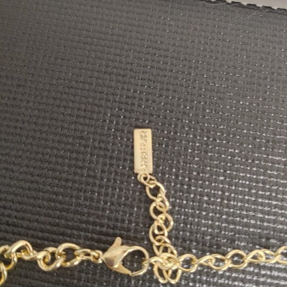 Blubrebar Gold Tone Green Aqua Statement Necklace Beaded Resin Rhinestones - Picture 7 of 8